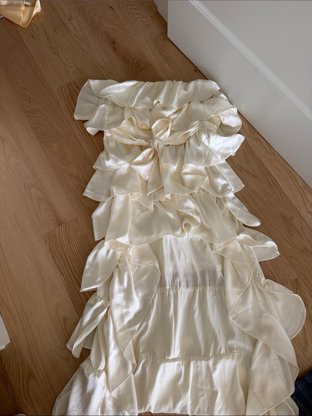 WeWoreWhat Strapless Tiered High-Low Dress in Cream - Picture 3 of 4